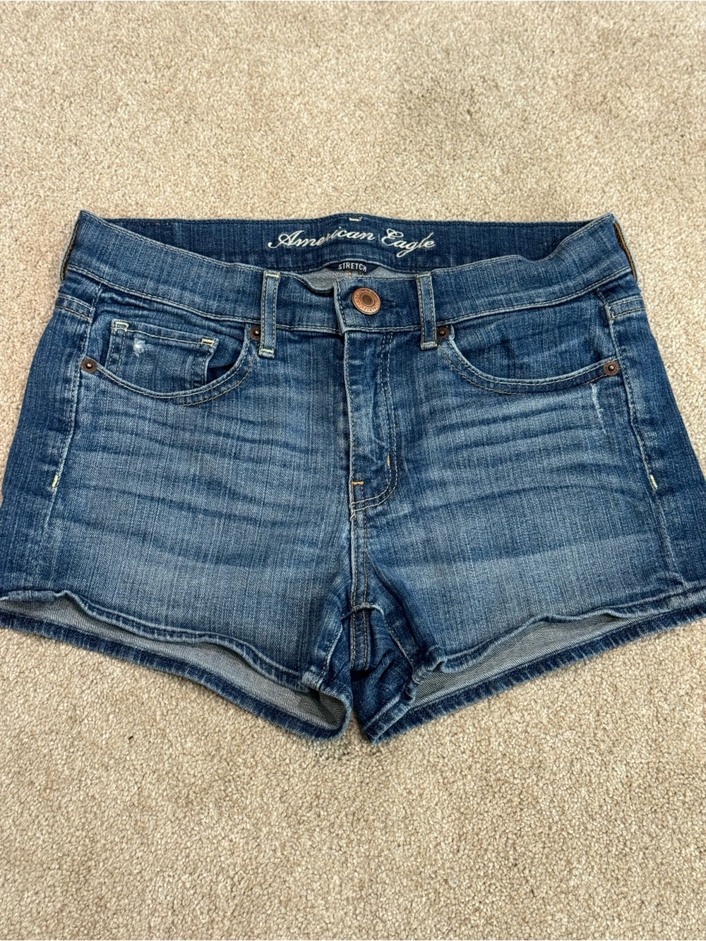 Vintage Y2K American Eagle Outfitters Blue Denim Low-Rise Women's Shorts